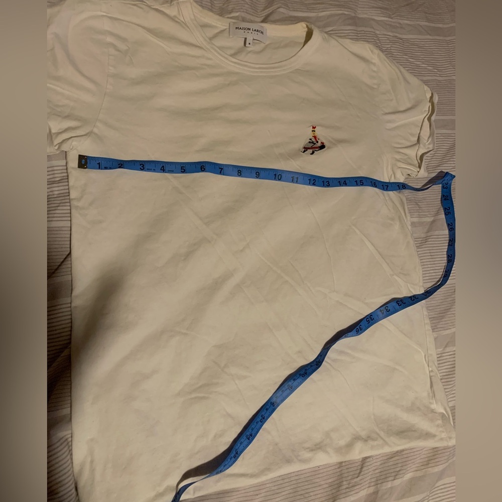 Designer embroidered white tee Maison Labiche Paris Medium snow bunny rare tee - Picture 4 of 7